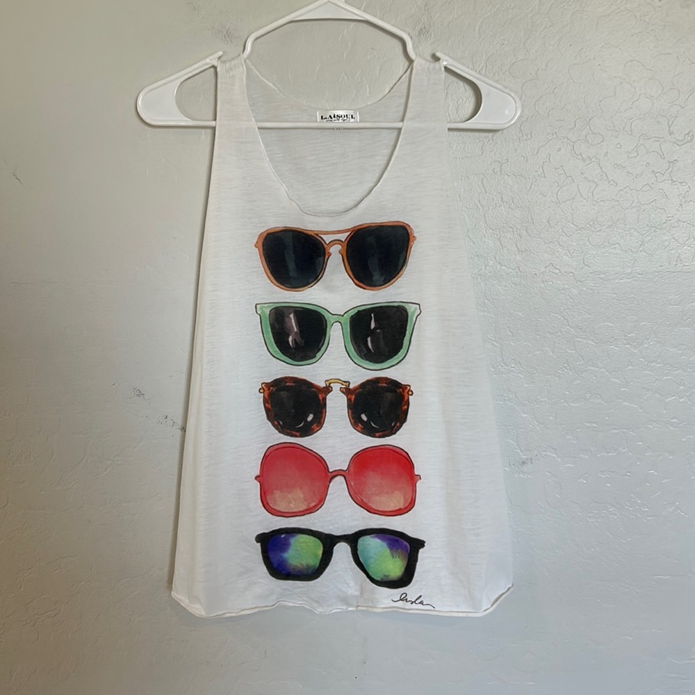 White Sunglasses Tank Top Size M/L
